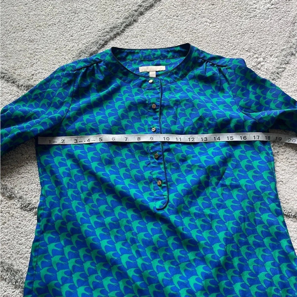 Banana Republic blouse blue green printed All Day top retro XS - Picture 5 of 7
